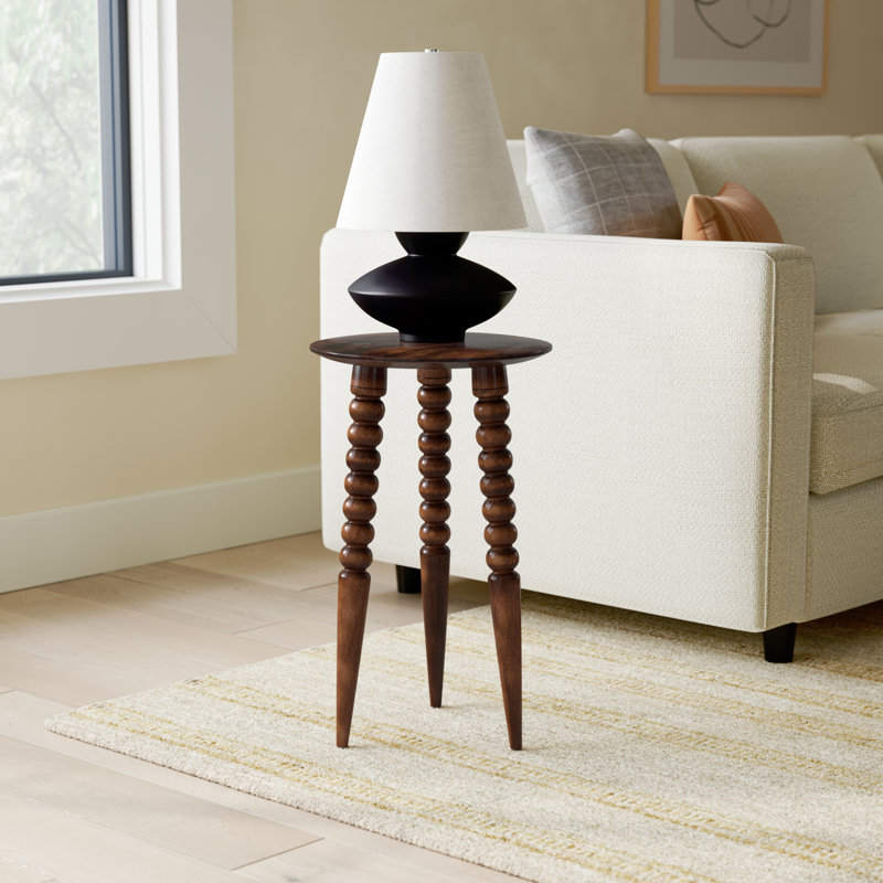 Fluornoy Round Solid Wood Tripod Accent Table