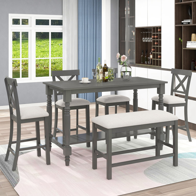 Maci-Lea Four Leg Dining Set, Gray