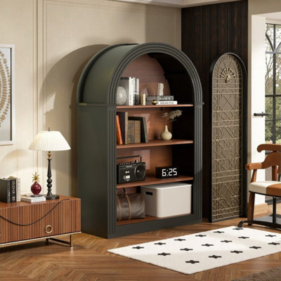 Arched Display Bookshelf, Sturdy MDF Construction with Anti-Tip Safety by Lark Manor