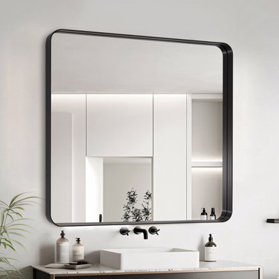 36X36 Inch Black Aluminium Frame Bathroom Mirror