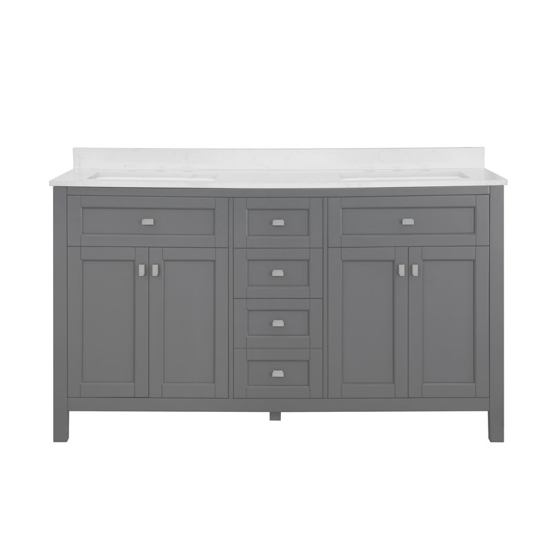 Ensemble de meuble-lavabo double 60 po Juniper, Gris anthracite