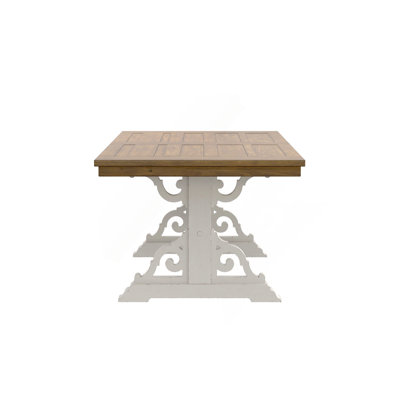 Brown And White Trestle Dining Table