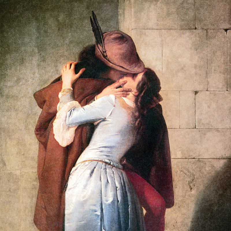 Francesco Hayez Romantic Canvas Painting with Gold Frame