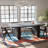 Solid Mango-Wood 80″ × 42″ Rectangular Dining Table for 8 – Matte-Black Fluted Pedestal Base, Modern Dining Room Table