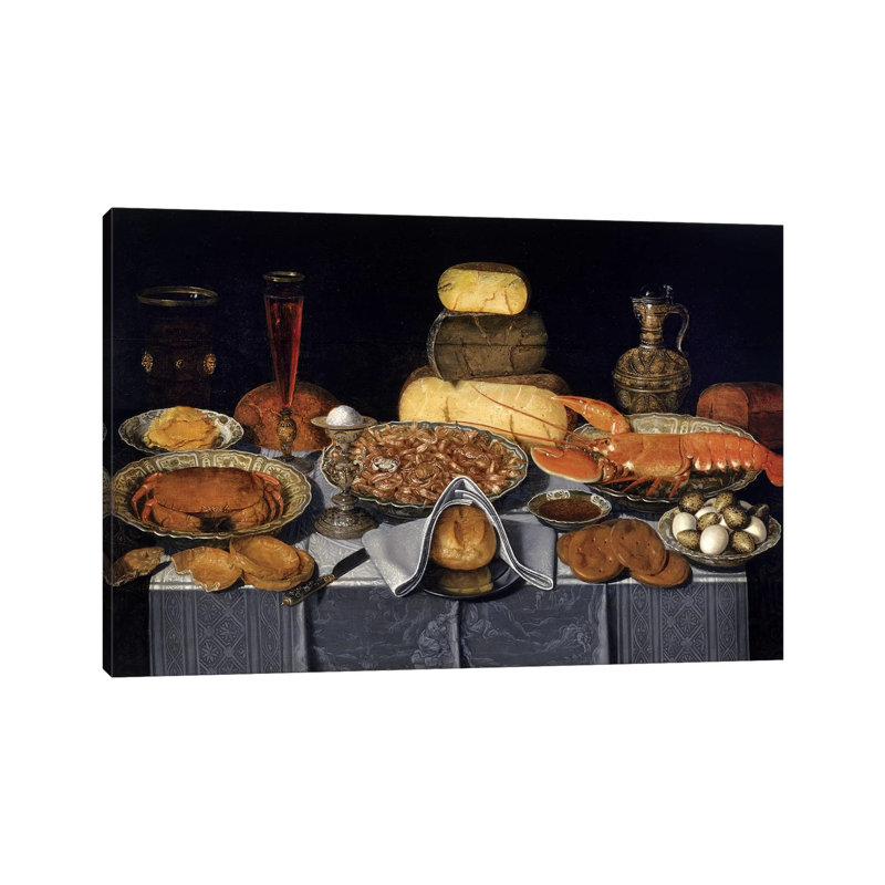 Still Life With Crab, Shrimps And Lobster, C.1635-40 by Clara Peeters - Wrapped Canvas Print