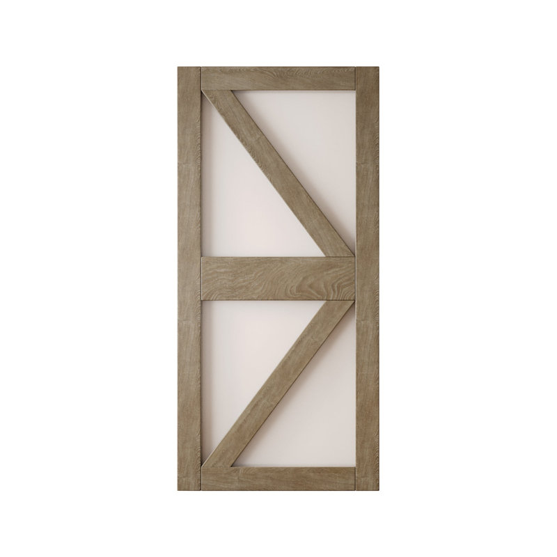 Porte de grange coulissante en bois massif 30 pi x 84 po à motif de flèches de couleur grise classique, 30" x 84"