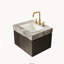 Meuble-lavabo flottant espresso 24 po avec comptoir gris clair, lavabo en céramique et 3 trous de robinet