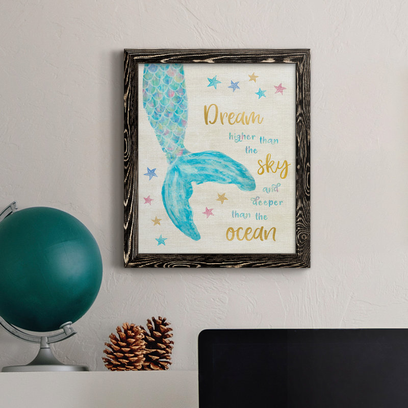Mermaid Dream - Peinture sur toile encadrée, Toile avec cadre noir, H 44 po x l 31 po x P 1 po