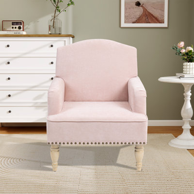 Modern Camel Back Recessed Arms Accent Armchair With Nailhead Trim