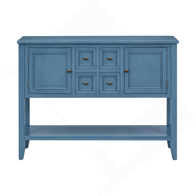 Grande console de rangement rétro avec quatre petits tiroirs Cambridge Series, Bleu marine clair