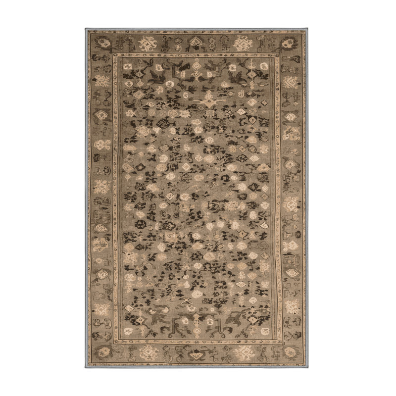 Tapis gris français lavable à la machine, Rectangle 7 pi x 9 pi