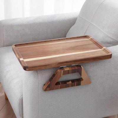 Wood Sofa Armrest Tray, Sofa Tray, Folding Sofa Armrest Tray, Clip-On Sofa Table-For Drinks, Snacks, Phones, And Remotes. 