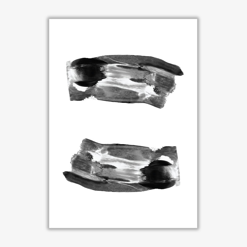 Black Abstract Paint Strokes - Print, 30 cm H x 21 cm W x 1 cm D, No Frame