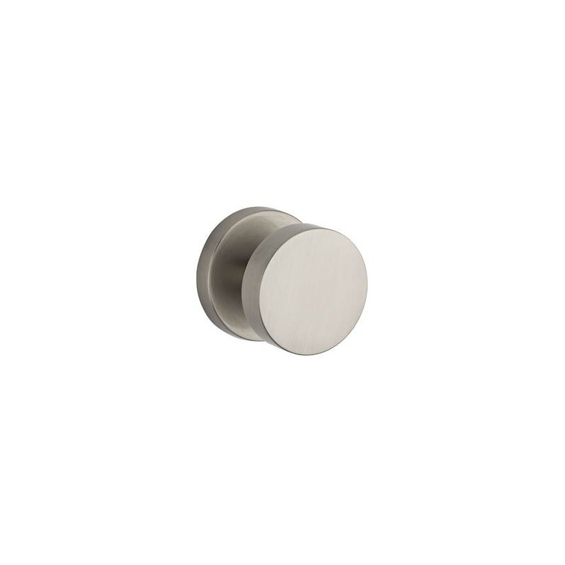Contemporary Passage Door Knob with Contemporary Round Rose, Satin Nickel