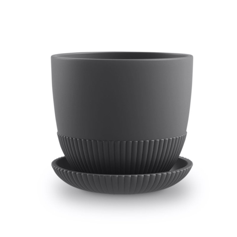 Emaliya Pot Planter, 10.2 cm H x 11.4 cm W x 11.4 cm D, Grey