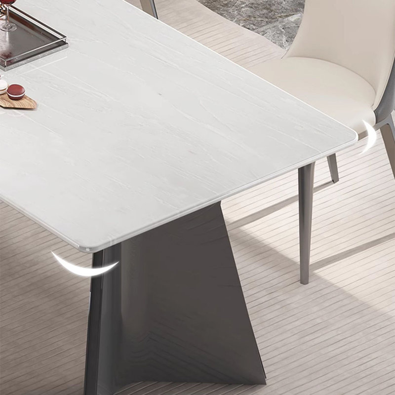 Ensemble de table de salle à manger en marbre naturel de luxe, H 29,5 po x L 70,8 po x l 35,4 po, 7 Pieces: Table, 6 Chairs