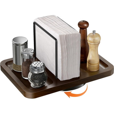 Napkin Holder For Table, Rotating Napkin Dispenser With Salt And Pepper Shakers Caddy, Standing Paper Towel Holder For Bathroom Kitchen Dining Table Decor