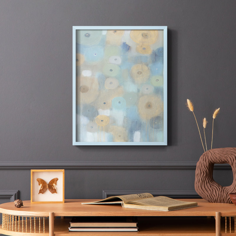 Reproduction encadrée «Spinning Wheels II» - bois massif, Cadre simple bleu, H 10 po x l 8 po
