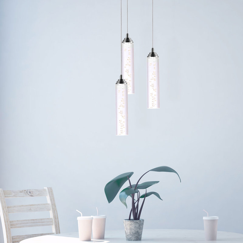 Ardrie 3 - Light Chrome Cluster Pendant, 8.7" H x 1.8" W x 1.8" D