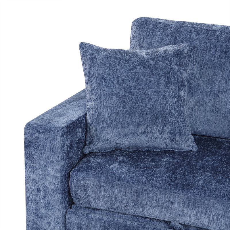 Canapé-lit modulaire convertible en L 120,5 po avec canapé-lit modulaire réversible, Chenille bleu