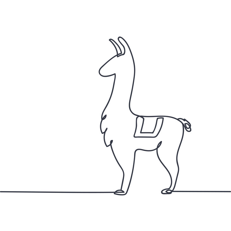 Single Line Llama - Wrapped Canvas Print, 30cm H x 30cm W x 3.8cm D