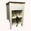 Table de bout Farmhouse avec station de charge, porte de grange et tiroir, brun et blanc-741417568