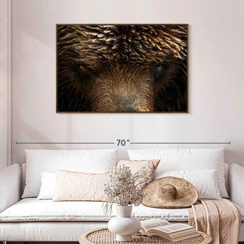 Yeux de grizzly, Cadre flottant noyer, 43 po x 29 po
