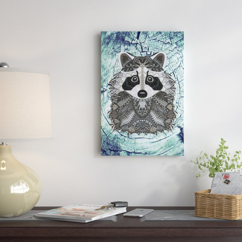 « orné raton laveur », impression sur toile tendue, H 26 po x l 18 po x P 1,5 po