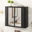 Rangement noir antique pour salle de bain, 2 miroirs, tablette ouverte, style Mid-Century moderne, portes d'armoire à miroir de 23,18 po de hauteur et 25,03 lb, compartiment en métal, hauteur contemporaine-1799000898