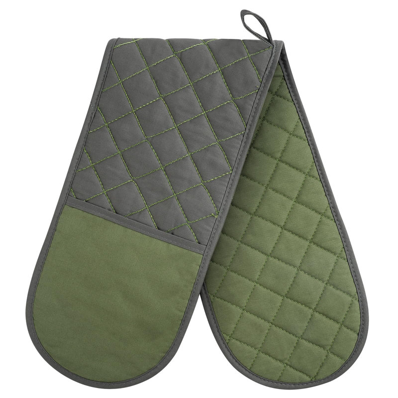 Double Oven Mitts, Green