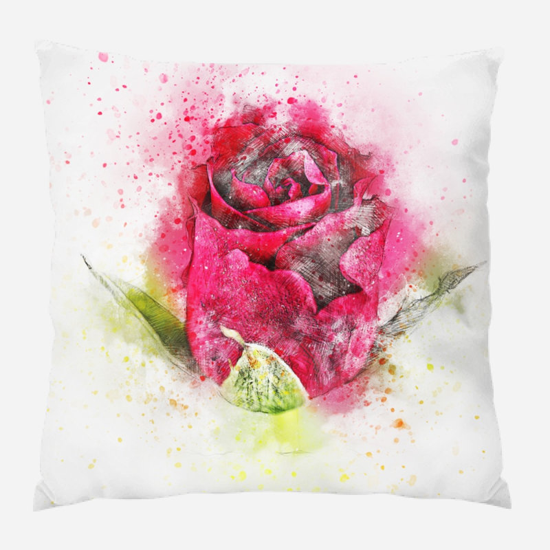 Coussin décoratif fleur Rubie, Microsuède, Intérieur