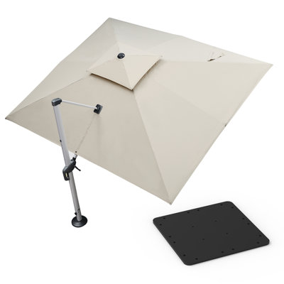 Parasol en porte-à-faux rectangulaire 10 pi x 12 pi avec base en tôle d'acier Hokku Designs, beige