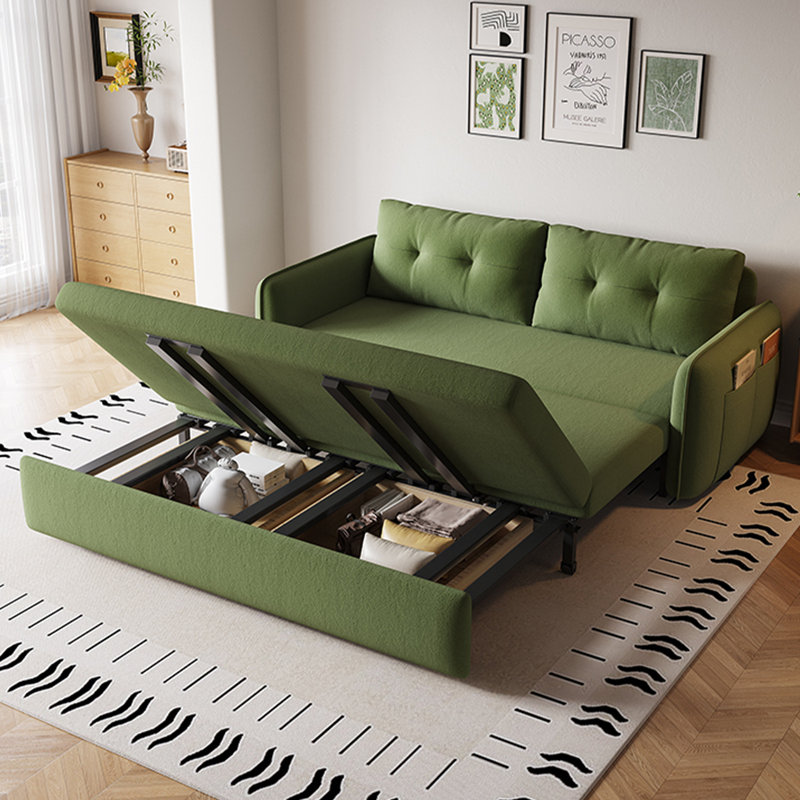 Cream Style Cloud Velvet Carbon Steel Adjustable Sofa, 33.5" H x 57.5" W x 31.5" D