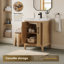 Ensemble de meuble-lavabo simple 24 po en sapin vieilli Kasandra avec miroir en céramique blanche