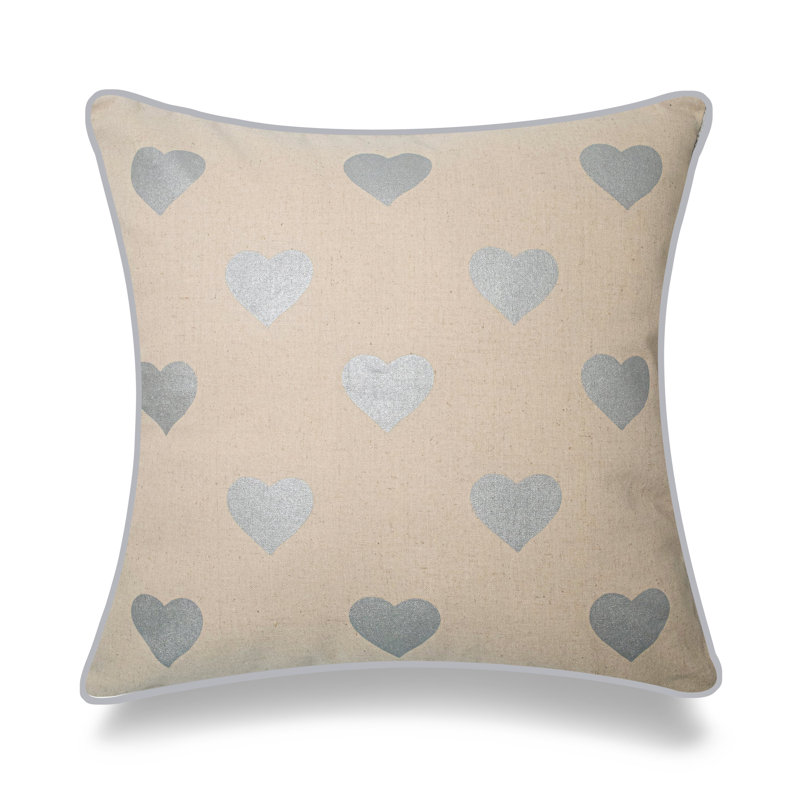 Love Heart Throw Pillow, Gold/Heart, 18"W x 18"L, Pillow Cover Only - No Insert