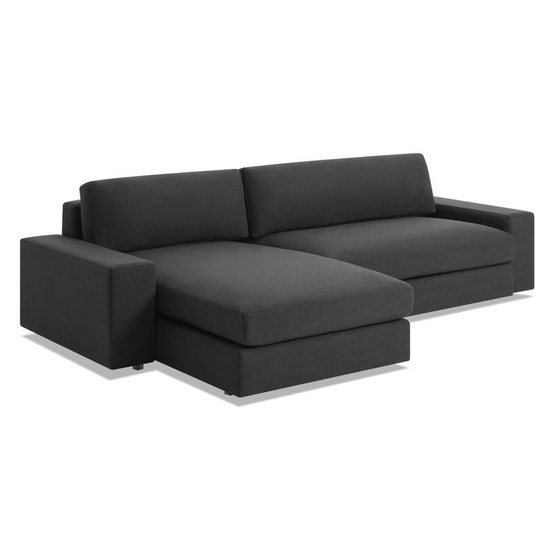 Esker Chaise Sectional, Left Hand Facing, Storm Velvet