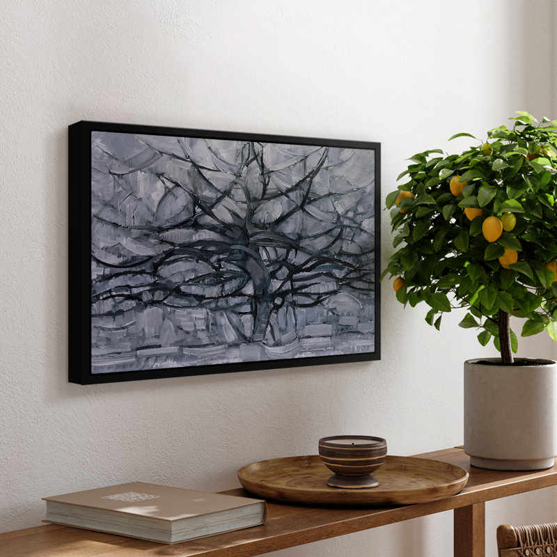 «The Grey Tree» par Piet Mondrian, toile tendue avec châssis, 16 x 24, Noyer