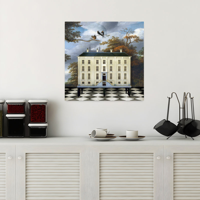 «The Dollhouse», art mural abstrait contemporain, H 18 po x l 18 po
