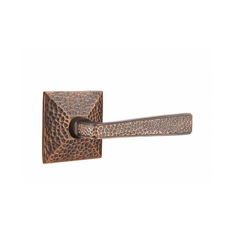 Flat Privacy (Bed & Bath) Door Lever with Square Rosette, Right, Oil Rubbed Bronze