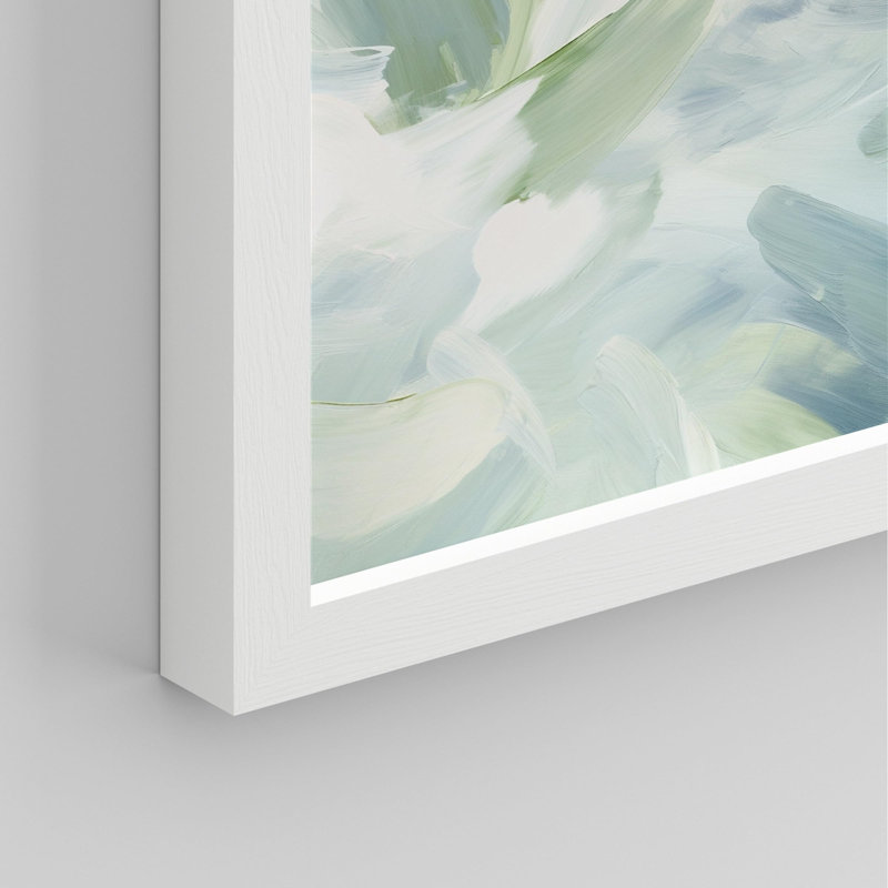 " Pale Green And Blue Brushstrokes ", White, 16" H x 12" W
