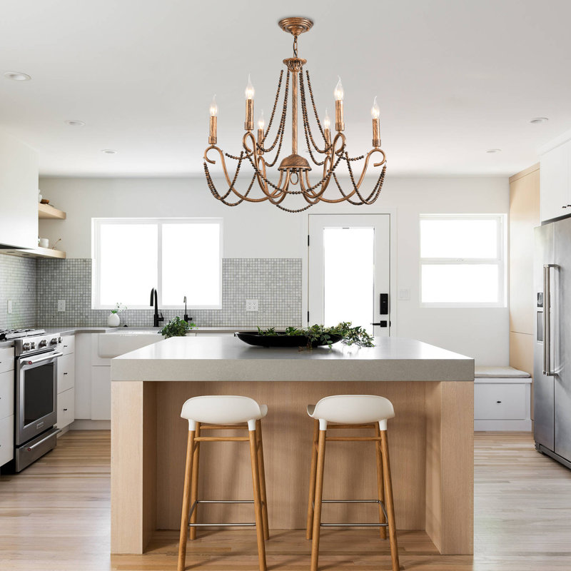6-Light Dimmable Candle Style Chandelier, Bronze