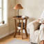Table d'appoint ronde en bois massif avec tablette inférieure