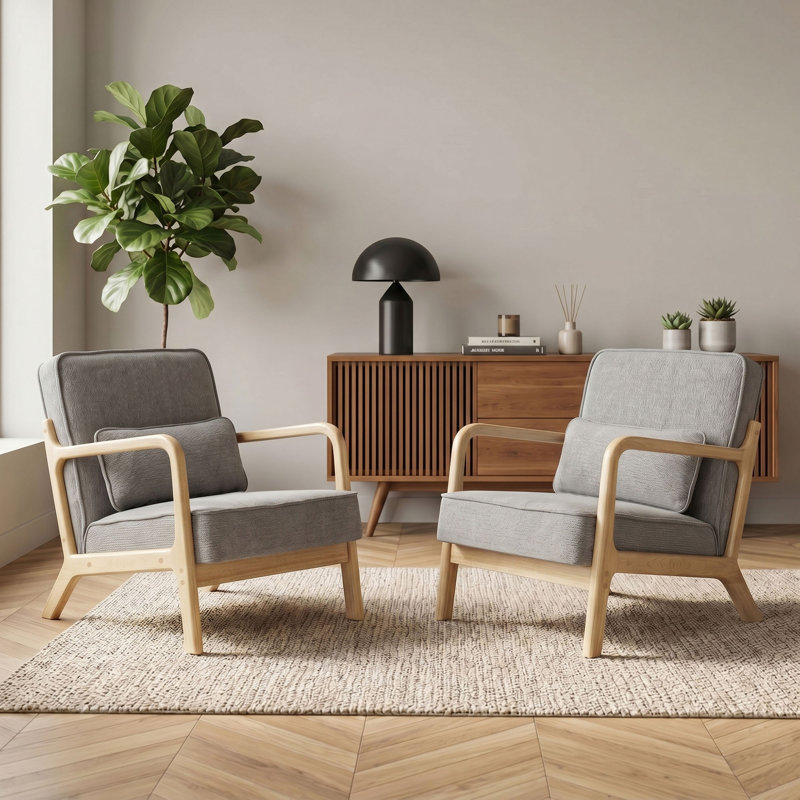Upholstered Chenille Armchair, Grey