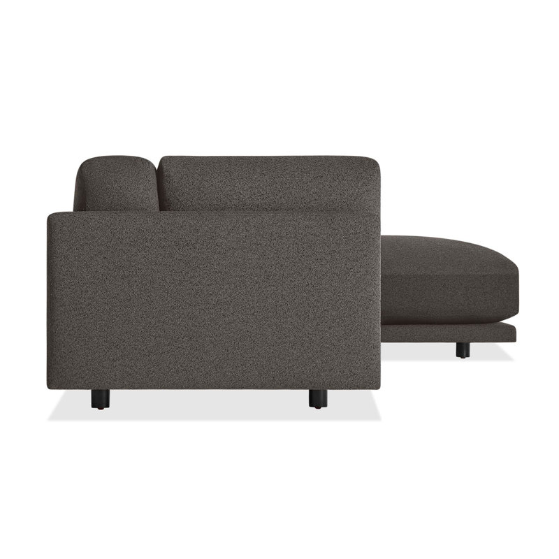 Sunday Chaise Sectional, Kelso Charcoal 100% Polyester, Right Hand Facing