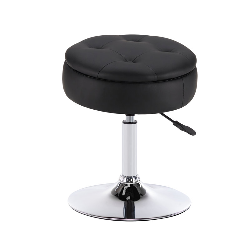 Tabouret de coiffeuse ajustable et pivotant de style Mid-Century, Noir