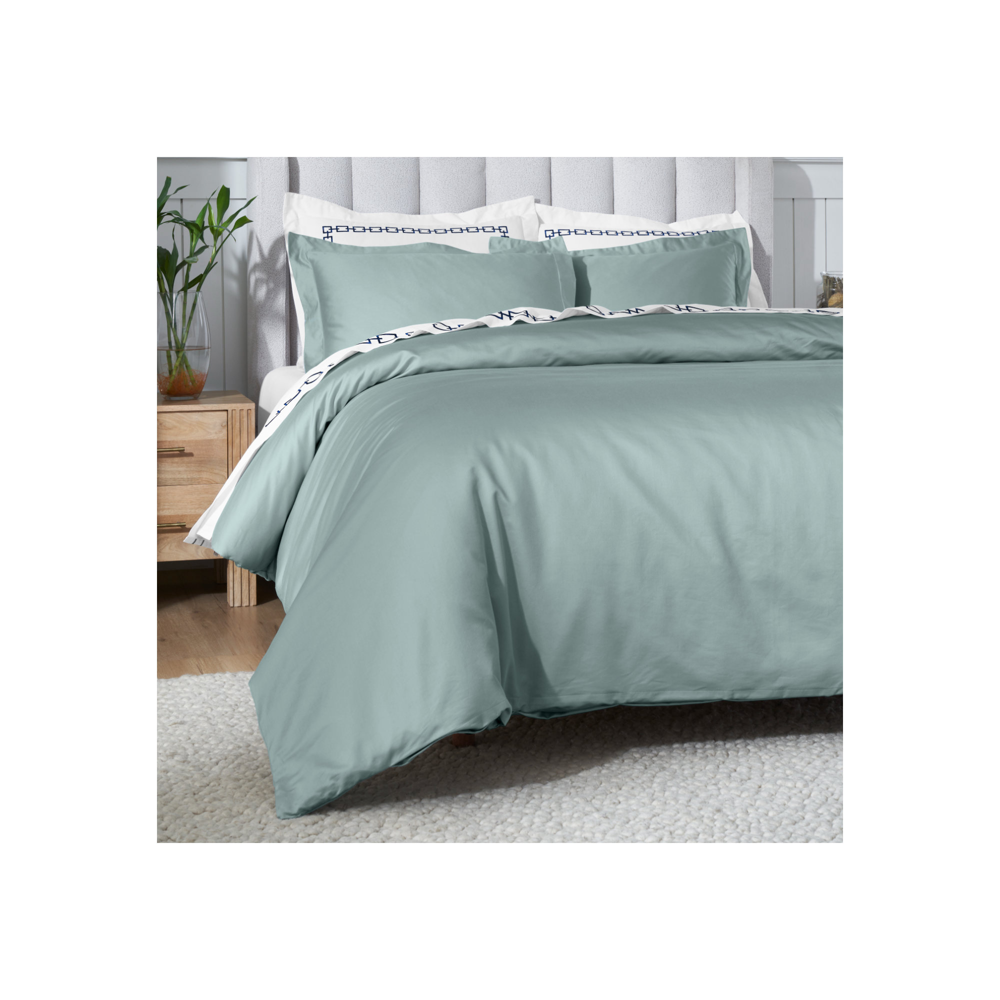 Cotton Duvet Cover Set, Teal, Full/Queen Duvet Cover + 2 Pillow Sham