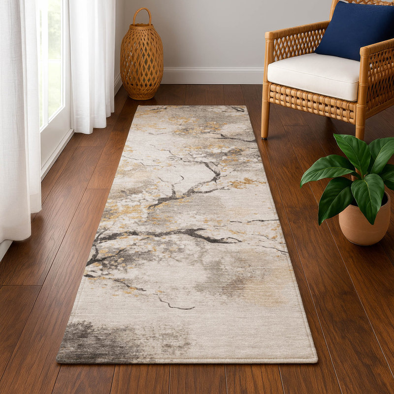 Premium Machine Washable Dockside AMF1804 Floral Rug, Runner 2'3" x 7'6"