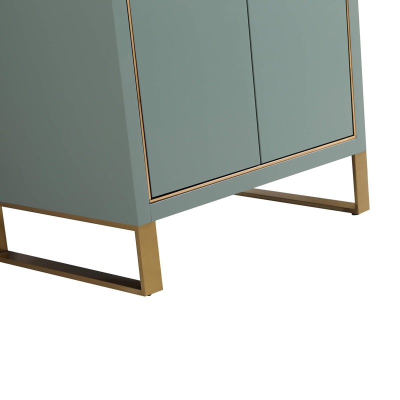 24'' Single Bathroom Vanity with Stone Top, Satin Brass, Mint Green