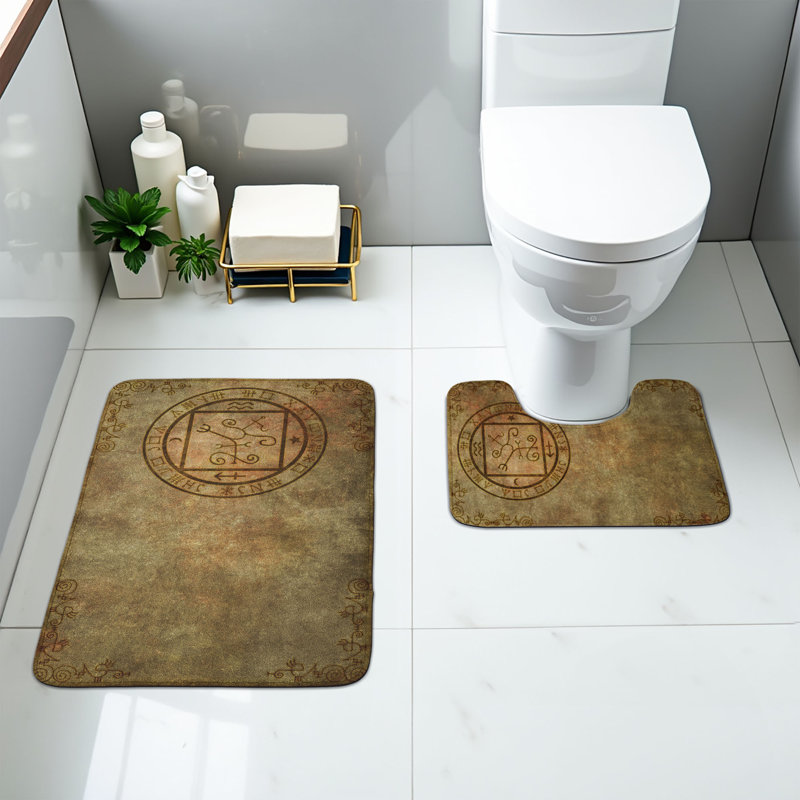  Tapis de salle de bain brun clair brun clair 2 pièces