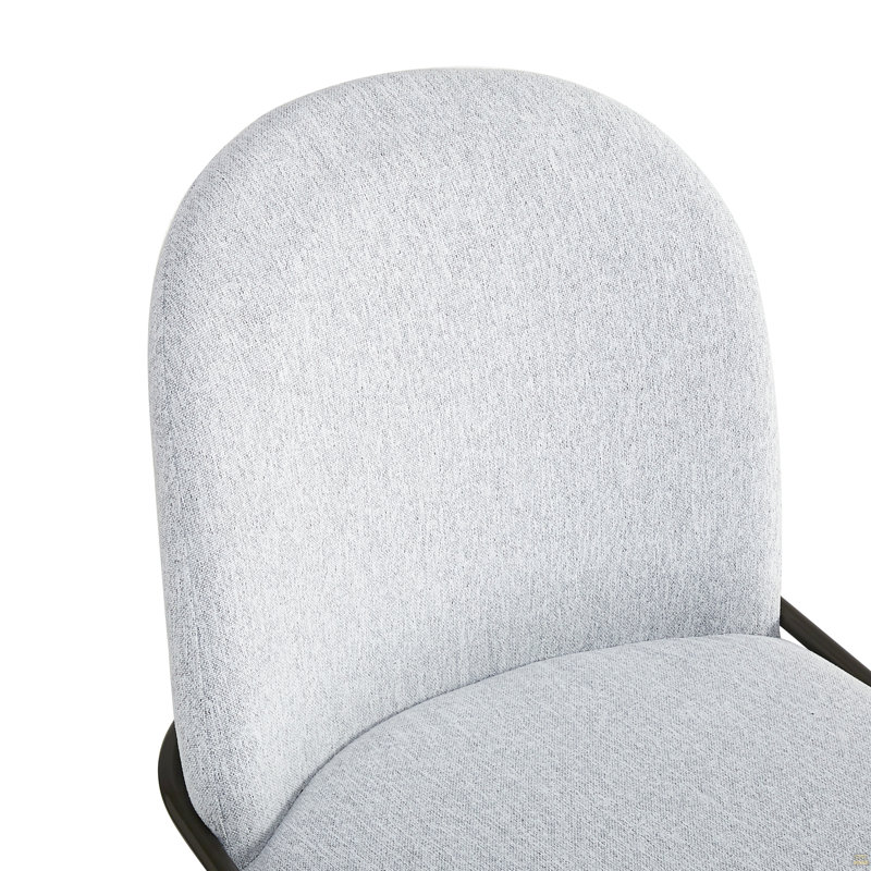 Chaise de salle à manger avec tissu en polyester texturé en lin doux, Gris clair